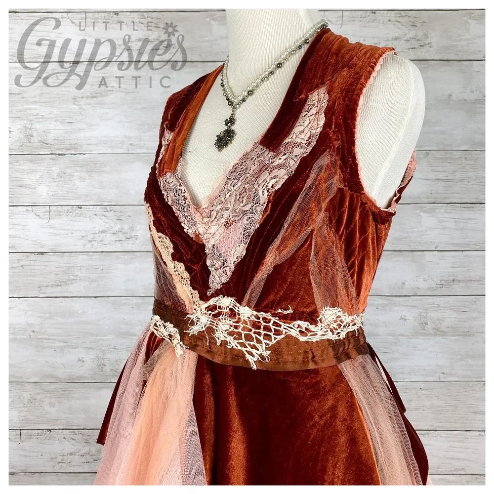Listing Taken Down and Relisted, OOAK S/M Woodland Rust Victorian Fairy Dress - Picture 8 of 13